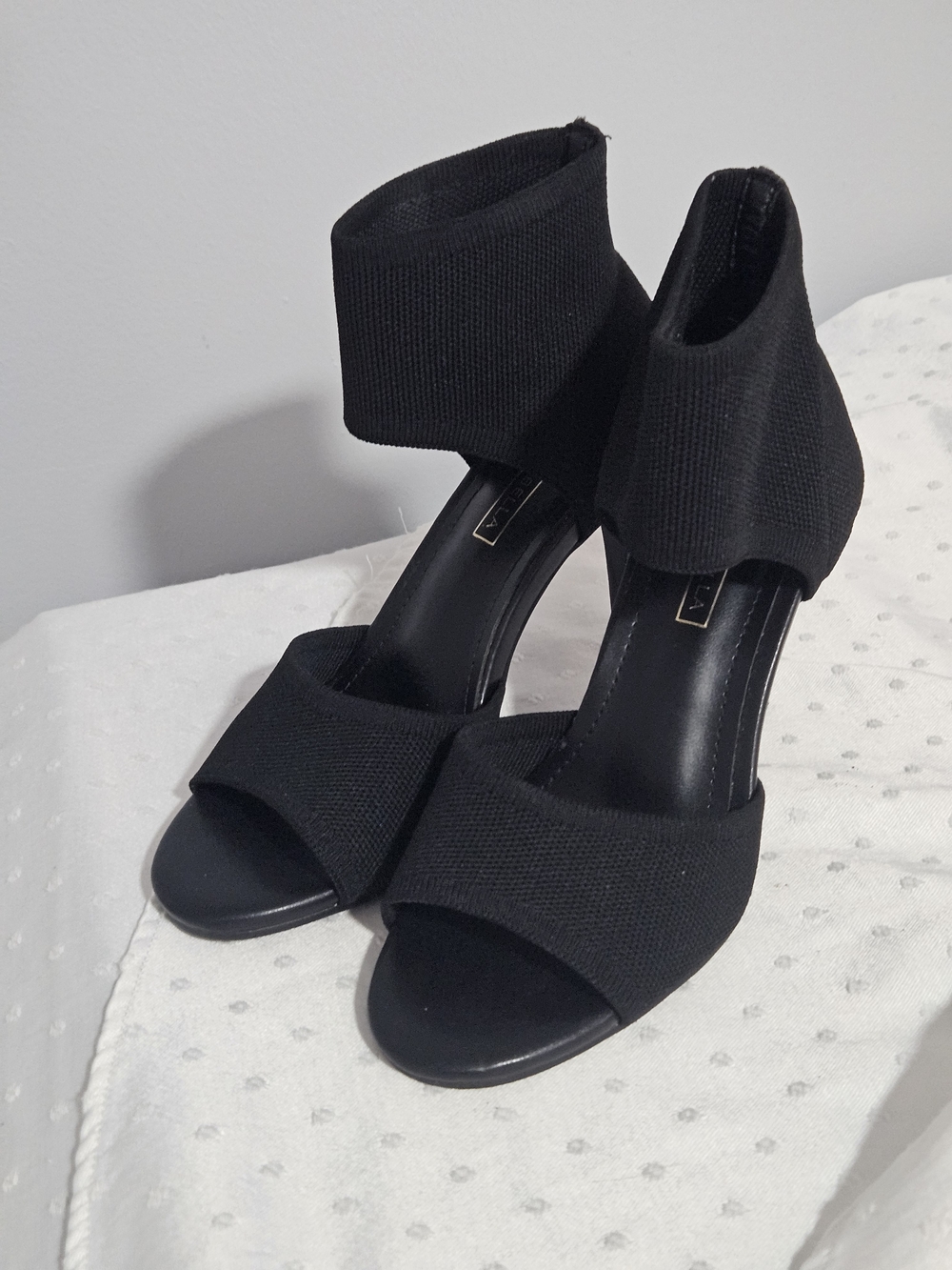 Black Open-Toe Ankle Cuff Heels